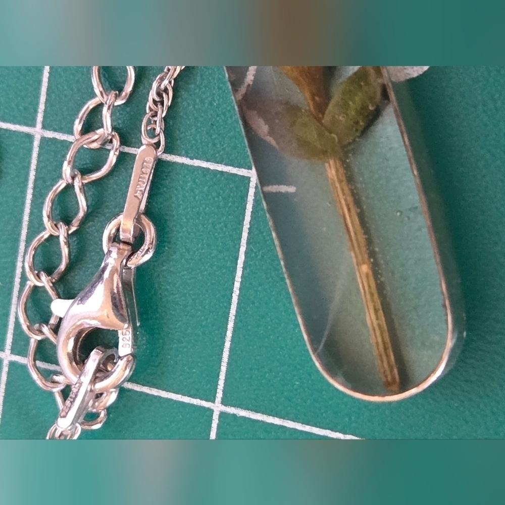 Elegant 925 Silver Necklace with Red Rose Pendant - Picture 3 of 8